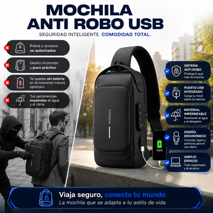 MOCHILA ANTIROBO USB™: Seguridad y Conectividad en Cada Viaje