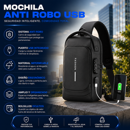 MOCHILA ANTIROBO USB™: Seguridad y Conectividad en Cada Viaje
