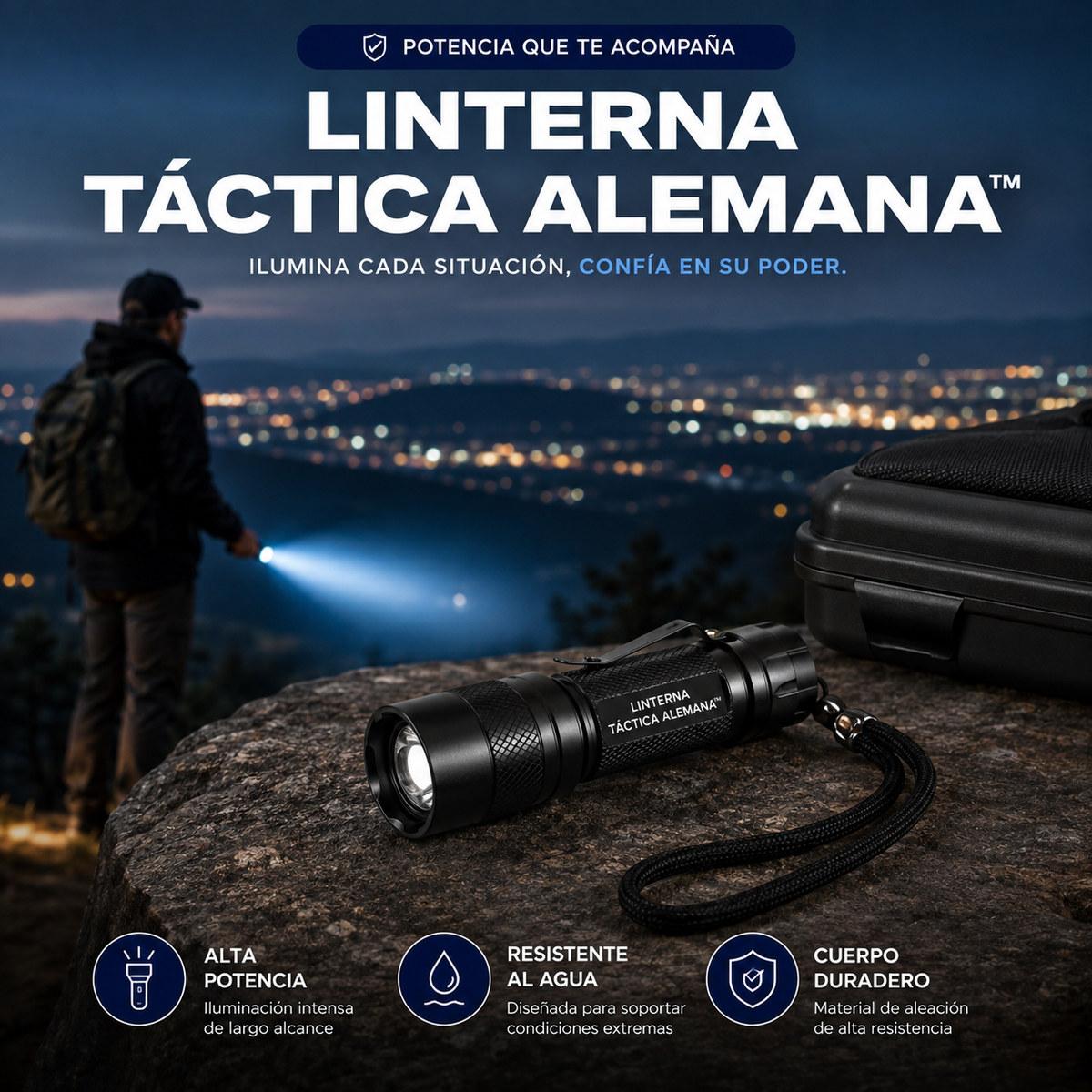 LINTERNA TÁCTICA ALEMANA™: Potencia y Visibilidad Donde la Necesitas