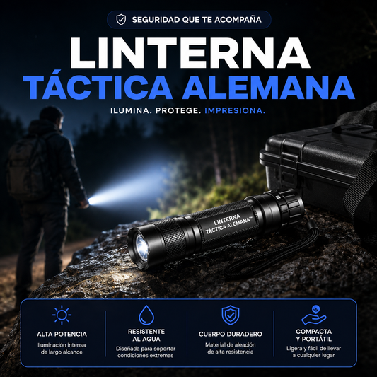 LINTERNA TÁCTICA ALEMANA™: Potencia y Visibilidad Donde la Necesitas