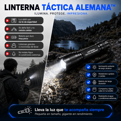 LINTERNA TÁCTICA ALEMANA™: Potencia y Visibilidad Donde la Necesitas
