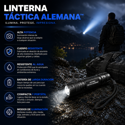 LINTERNA TÁCTICA ALEMANA™: Potencia y Visibilidad Donde la Necesitas