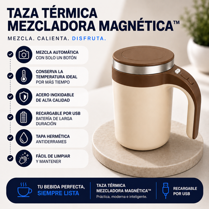 TAZA TÉRMICA MEZCLADORA MAGNÉTICA™: Mezcla y Conserva tus Bebidas