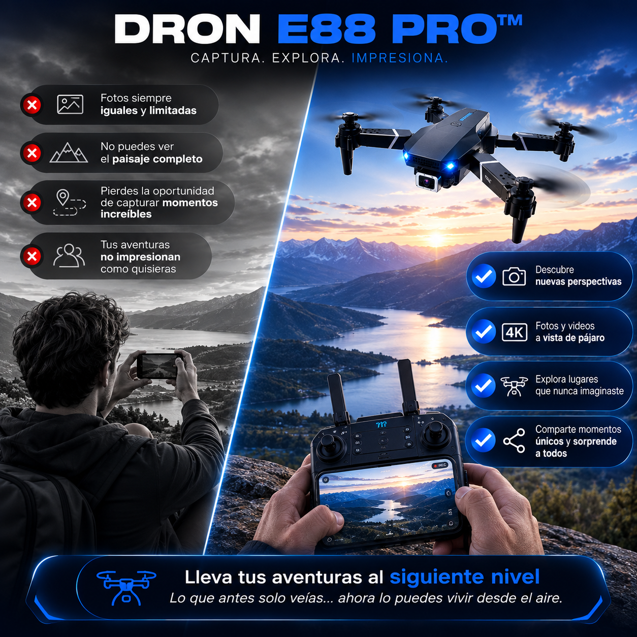 DRON E88 PRO™: Explora el Mundo desde una Nueva Perspectiva