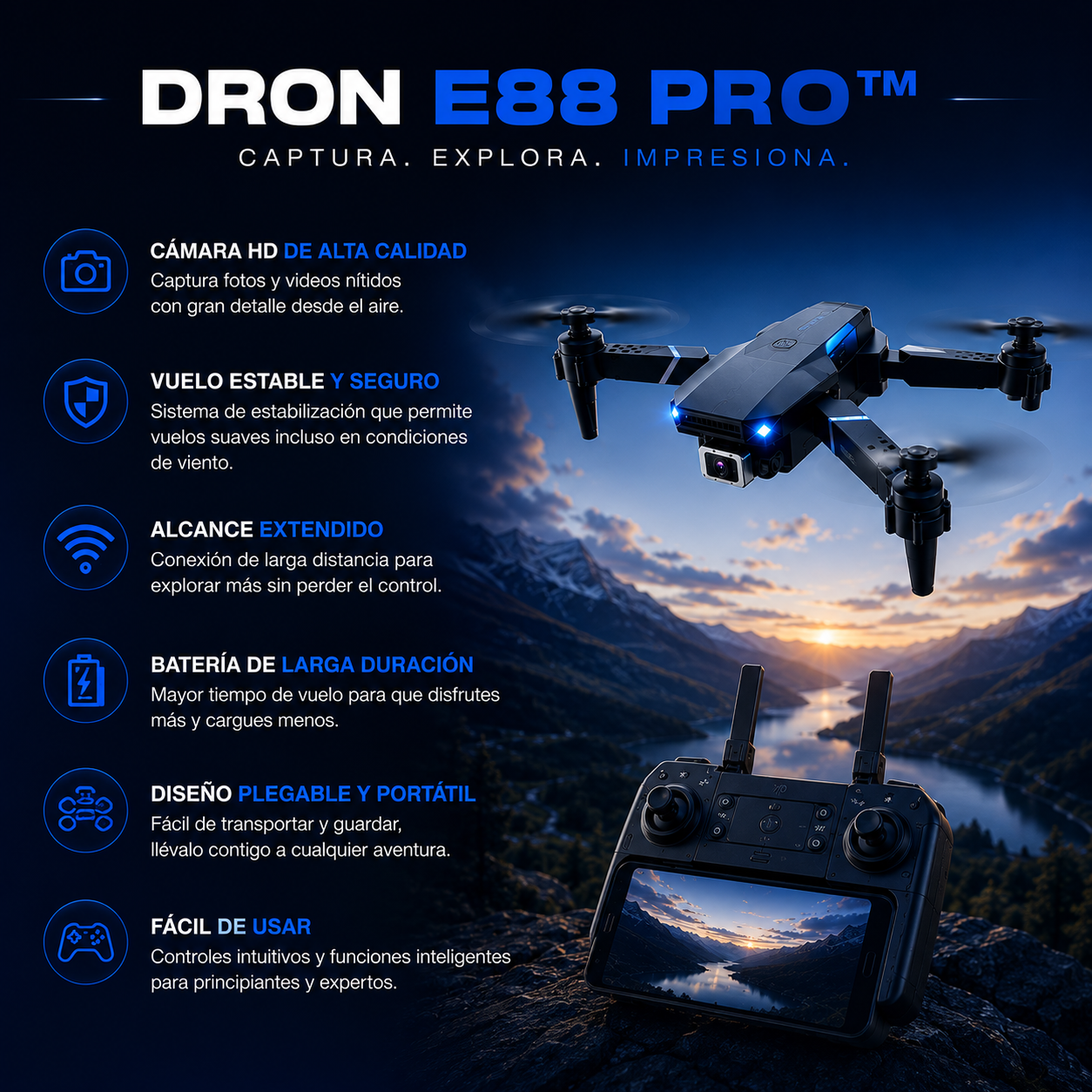 DRON E88 PRO™: Explora el Mundo desde una Nueva Perspectiva