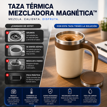 TAZA TÉRMICA MEZCLADORA MAGNÉTICA™: Mezcla y Conserva tus Bebidas