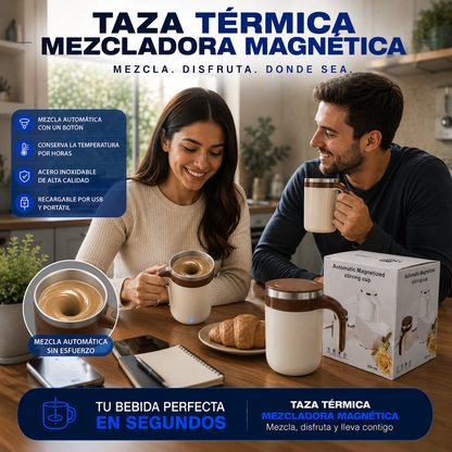TAZA TÉRMICA MEZCLADORA MAGNÉTICA™: Mezcla y Conserva tus Bebidas
