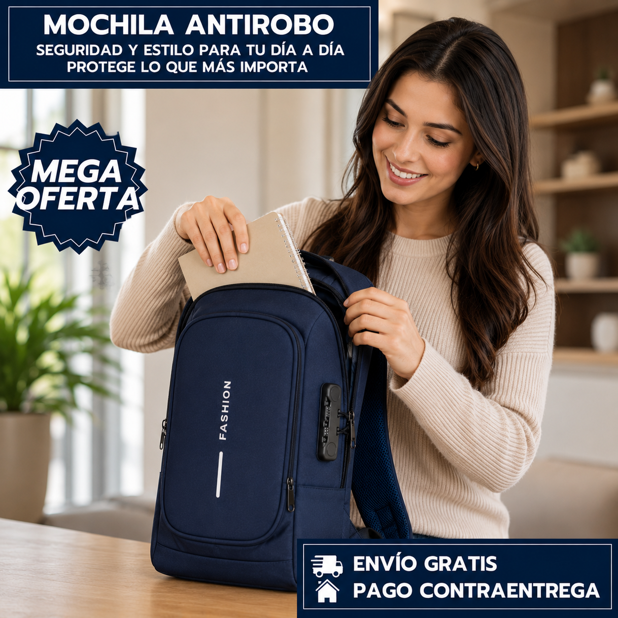 Bolso mochila antirrobo bloqueo USB